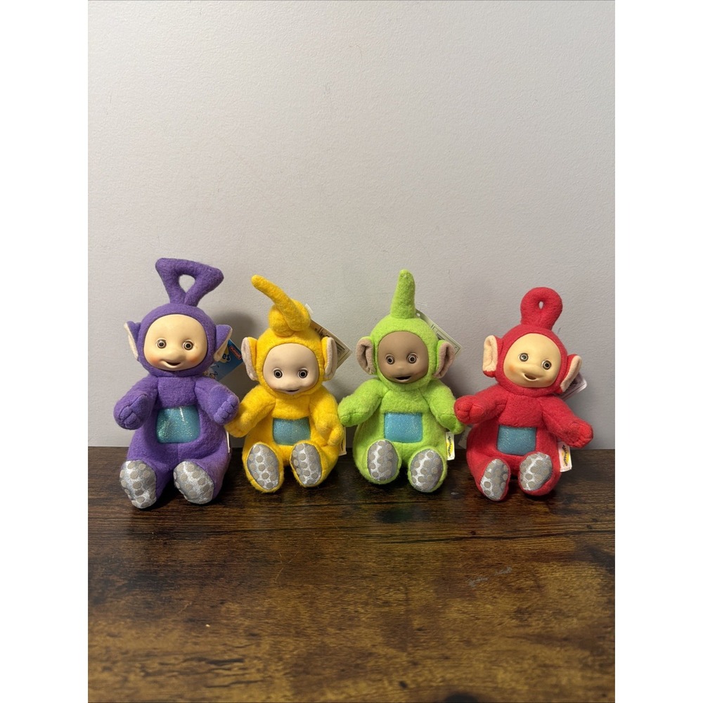 VTG 1998 Playskool Teletubbies Beanlings Set of 4 Beanie Plush, NEW
